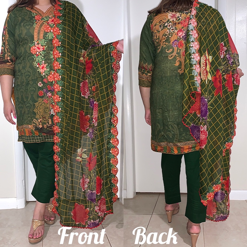 3 piece Lawn Suit| Pakistani/Indian shalwar Kameez